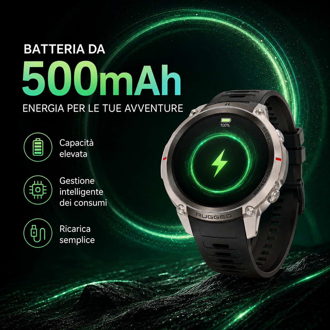 Reloj inteligente GPS con mapas fuera de línea, brújula, altímetro, tiempo – Reloj con pantalla AMOLED de 1,43 pulgadas, impermeable 50 m, monitor de corazón/oxígeno/presión, correa de gel de