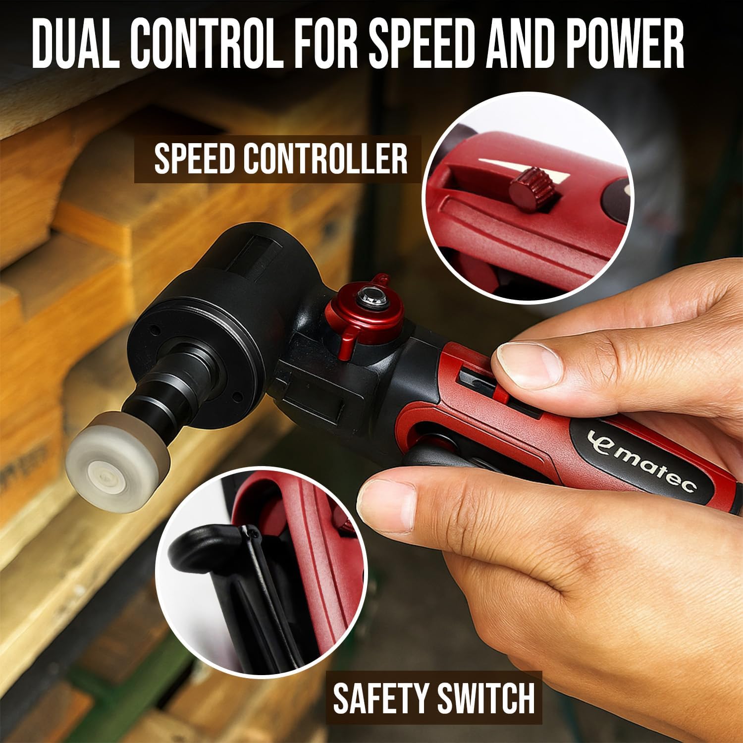 LE LEMATEC Air Die Grinder with Adjustable Swivel Head - 20,000 RPM Pneumatic Tool for Porting, Weld Prep & Auto Detailing - Variable Angle Grip (1/4 Inch Collet)