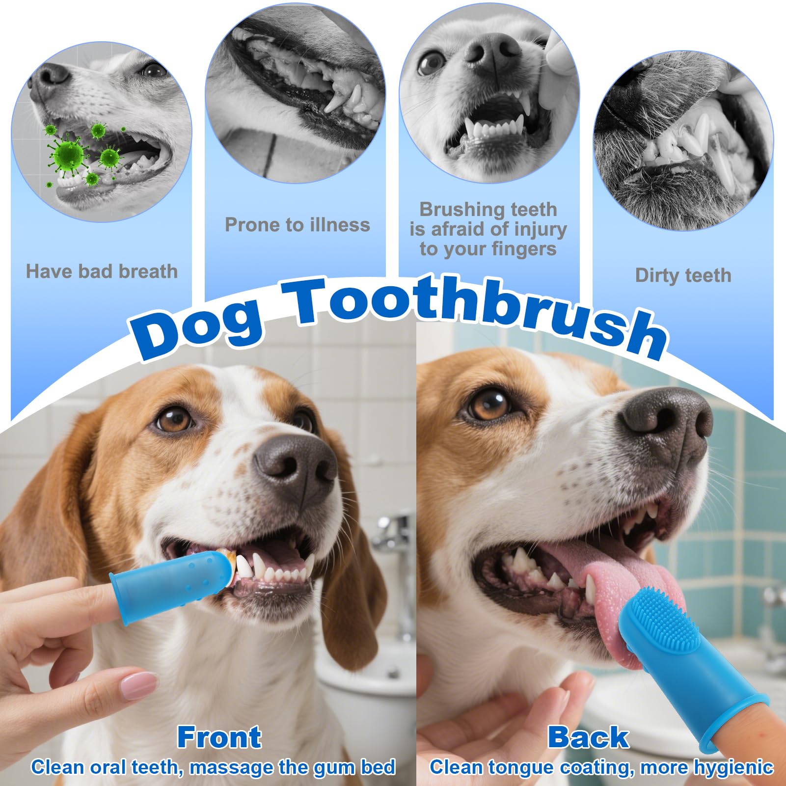 XANGNIER Dog Bath Brush Scrubber Kit,Pet Shower Washing Brush Bathing Supplies Set-With Shampoo and Soap Dispenser,Finger Toothbrush,Silicone Grooming Scrub Tool for Cat Dog Puppy Long Short Hair - image 6