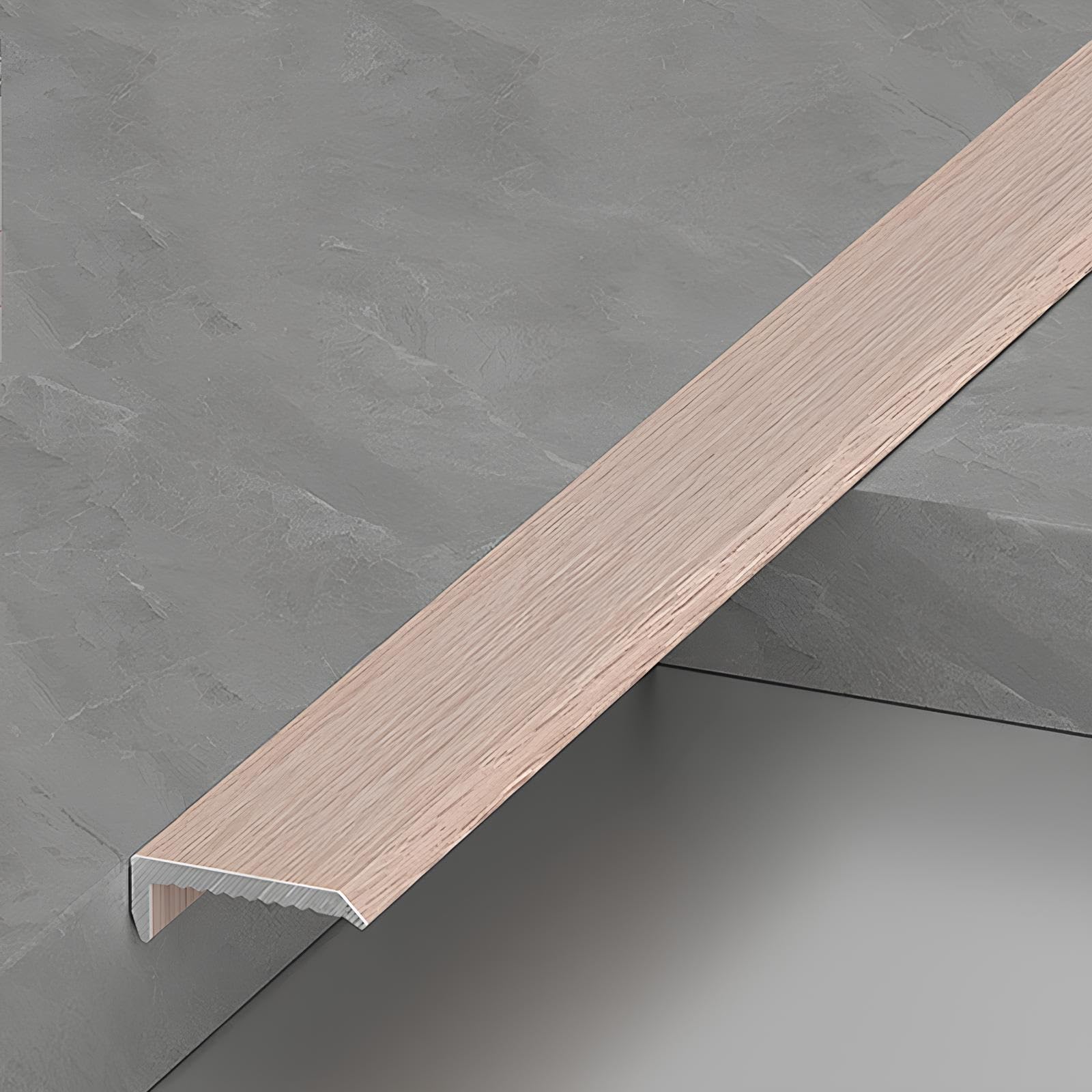 3-częściowe aluminiowe wykończenie krawędzi schodów, listwa przejściowa podłogi w kształcie litery L, metalowa osłona krawędzi stopnia, listwa progowa podłogi z płytek drewnianych(Natural,5x14mm)