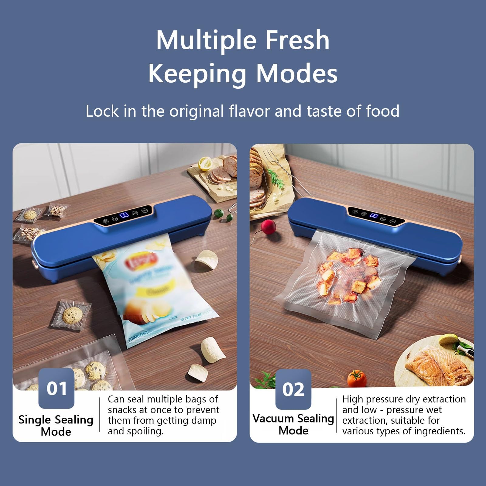 Scellage Sous Vide Haut De Gamme - Puissance D'aspiration De 62 KPa, Fonctionnement à Une Touche, Voyants LED, Scellage Sous Vide pour Aliments Secs/humides, Kit De Démarrage Inclus(White)