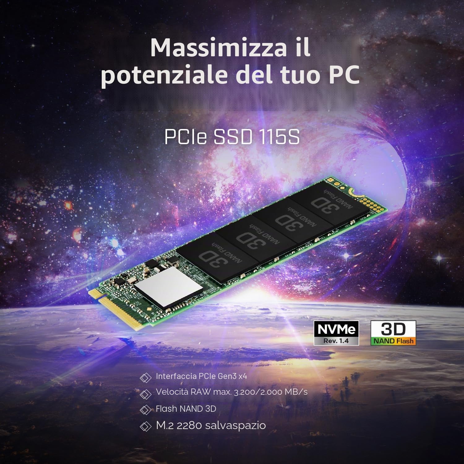 Transcend SSD 250GB M.2 MTE115S (M.2 2280) PCIe Gen3 x4 NVMe - TS250GMTE115S