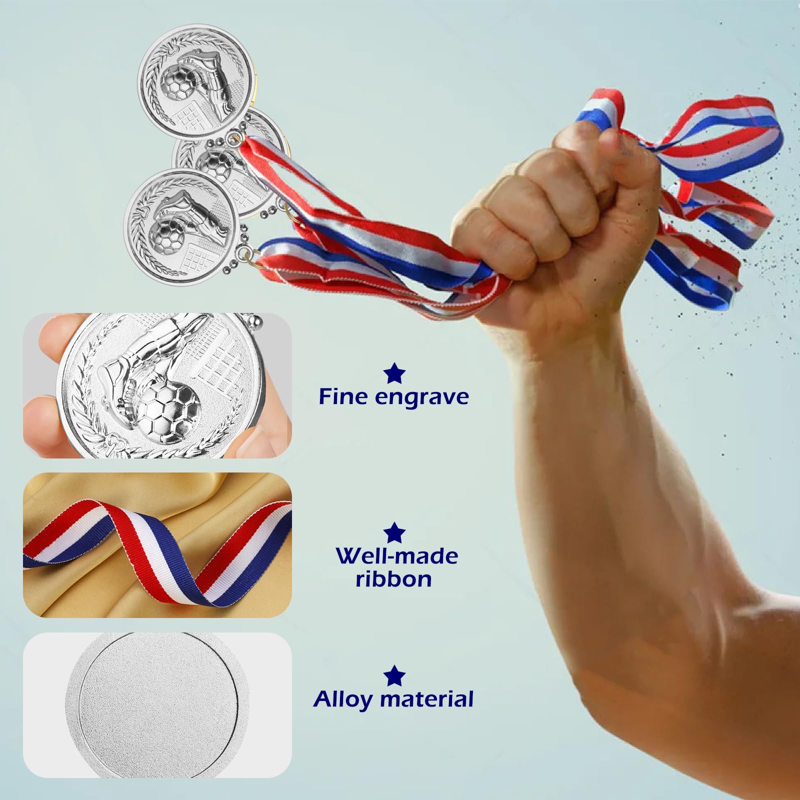 GeeRic 12pz Medaglie d'oro Medaglie per Bambini/Studenti/Giocatore/Atleta Medaglie in Metallo con Nastro Collo Vincitore di Medaglie per Concorso/Sport/Festa Decorazione