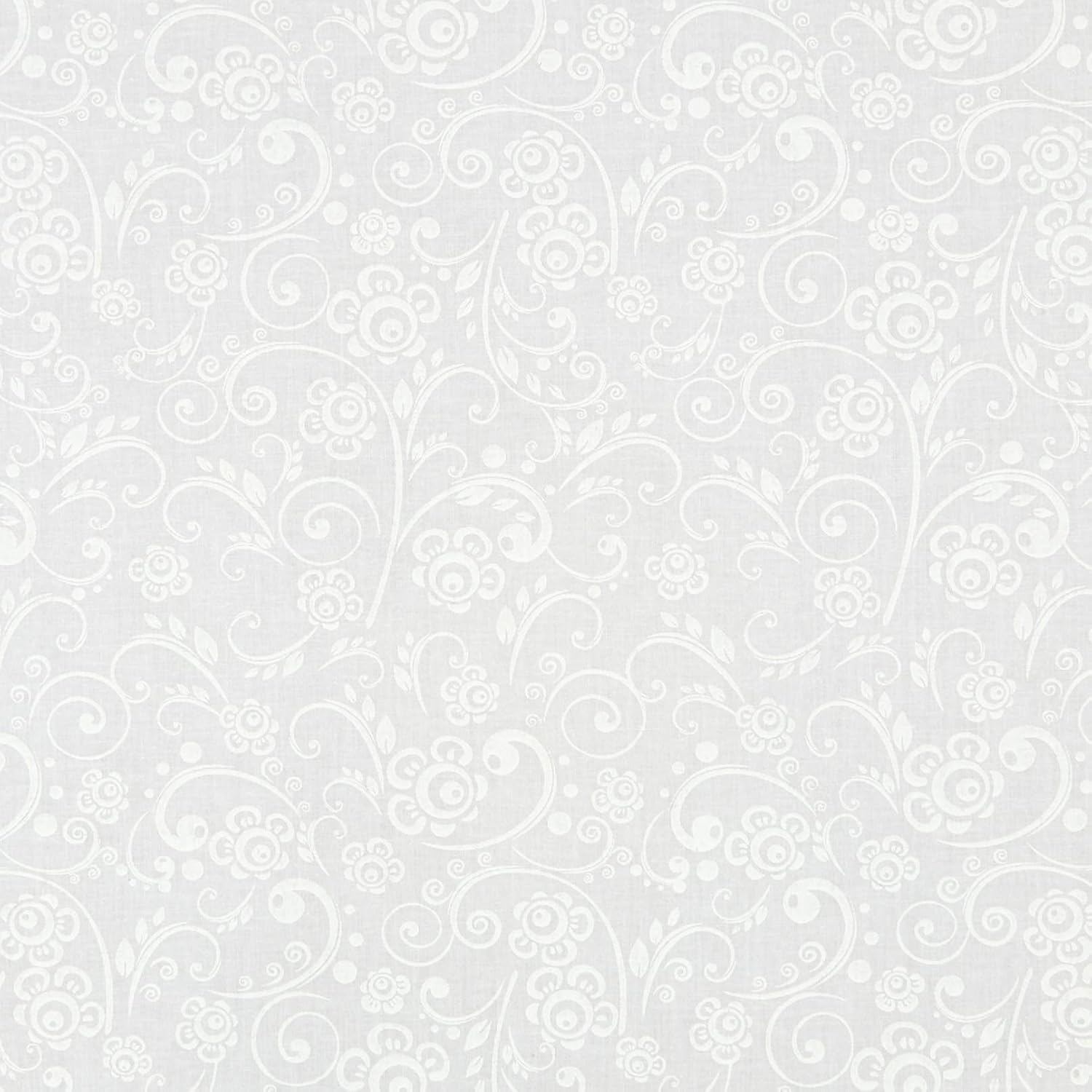 108" Wide Back Get Back Flourish White/White, Fabric by the Yard