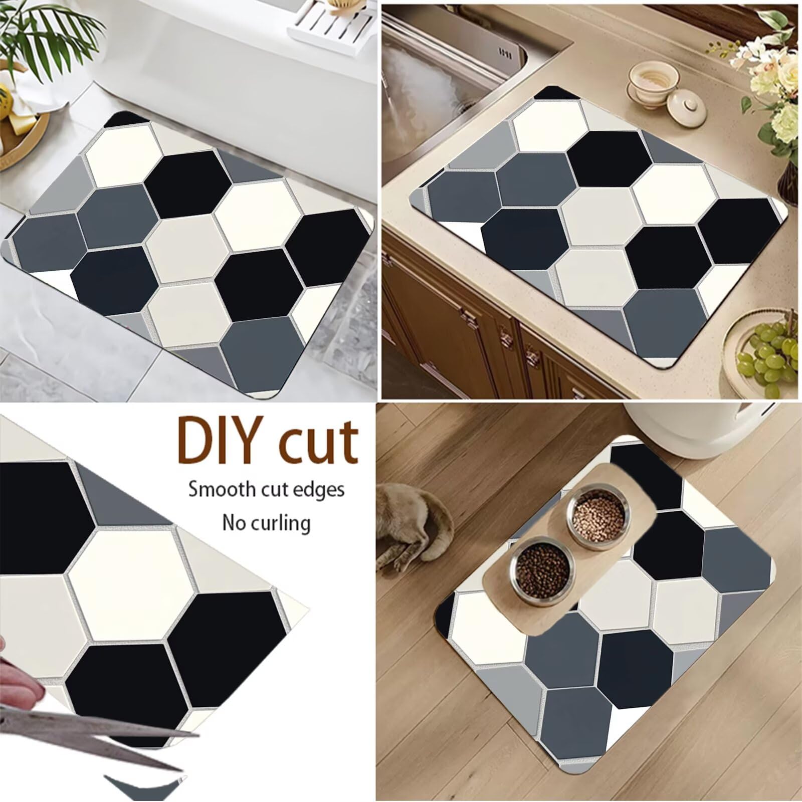 Tappetino da Bagno Antiscivolo Tappeto Bagno Super Assorbente Tappeto Cucina ad Asciugatura Rapida Facile da Pulire Tappetino Doccia Tappeti Cucina per Zerbino Ingresso Interno White 160x230cm 7-1371