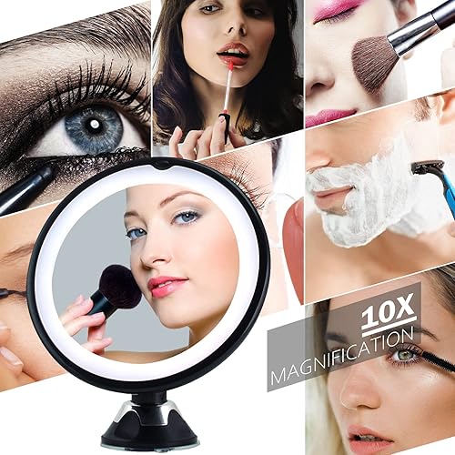 Miniatura 6 de 10 espejos de aumento con luz, espejos de maquillaje de 7.9 pulgadas, lupa iluminada y ventosas, espejo de maquillaje iluminado fácil de manejar,