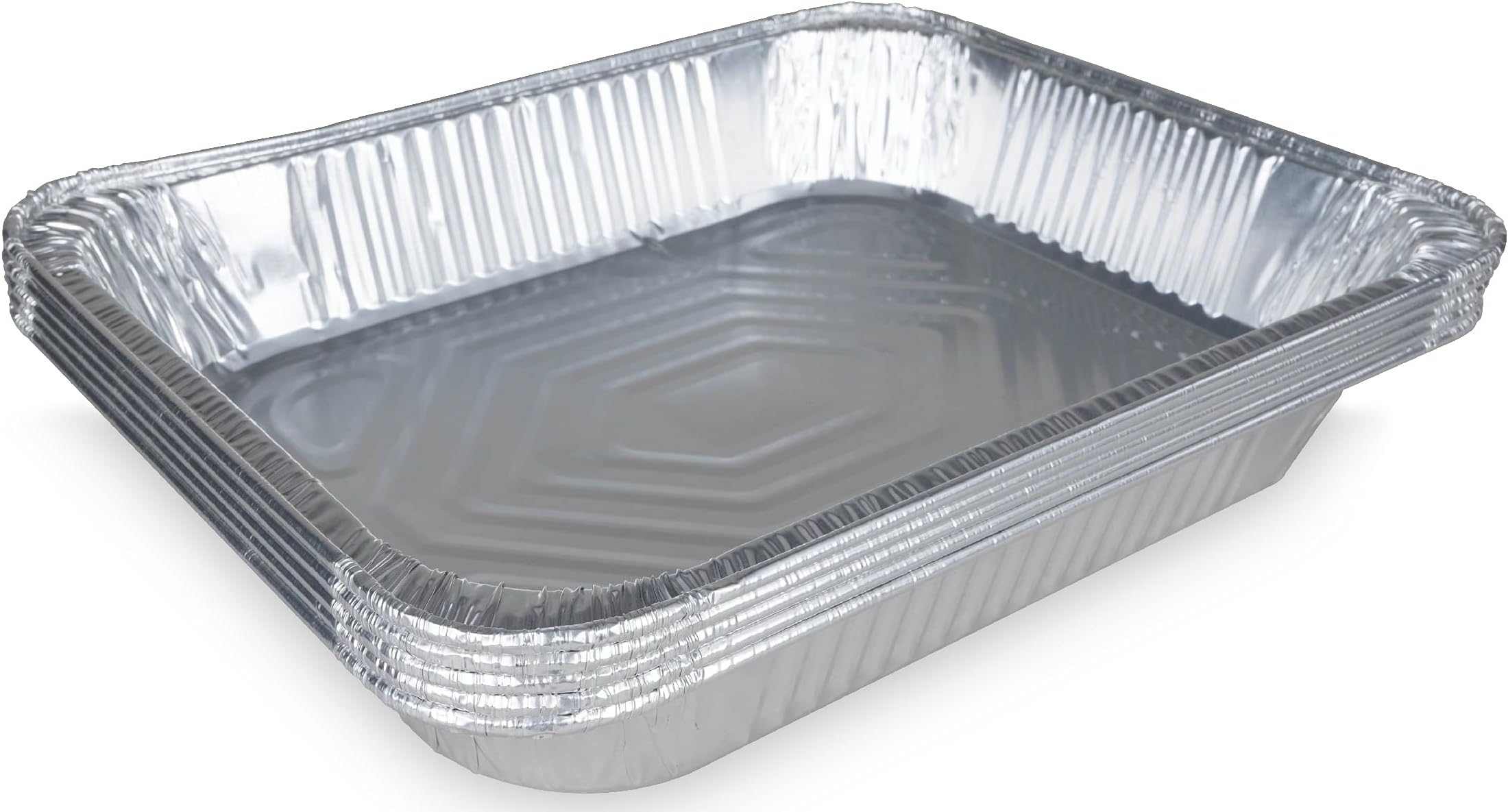 Half-Size Aluminum Steam Table Pans âË†â€™ Medium, 13" x 11" x 2" (Pack of 5) âË†â€™ Disposable Foil Pan for Grilling, Roasting, BBQ, Cooking, Baking, Freezing âË†â€™ Food-Safe Cater