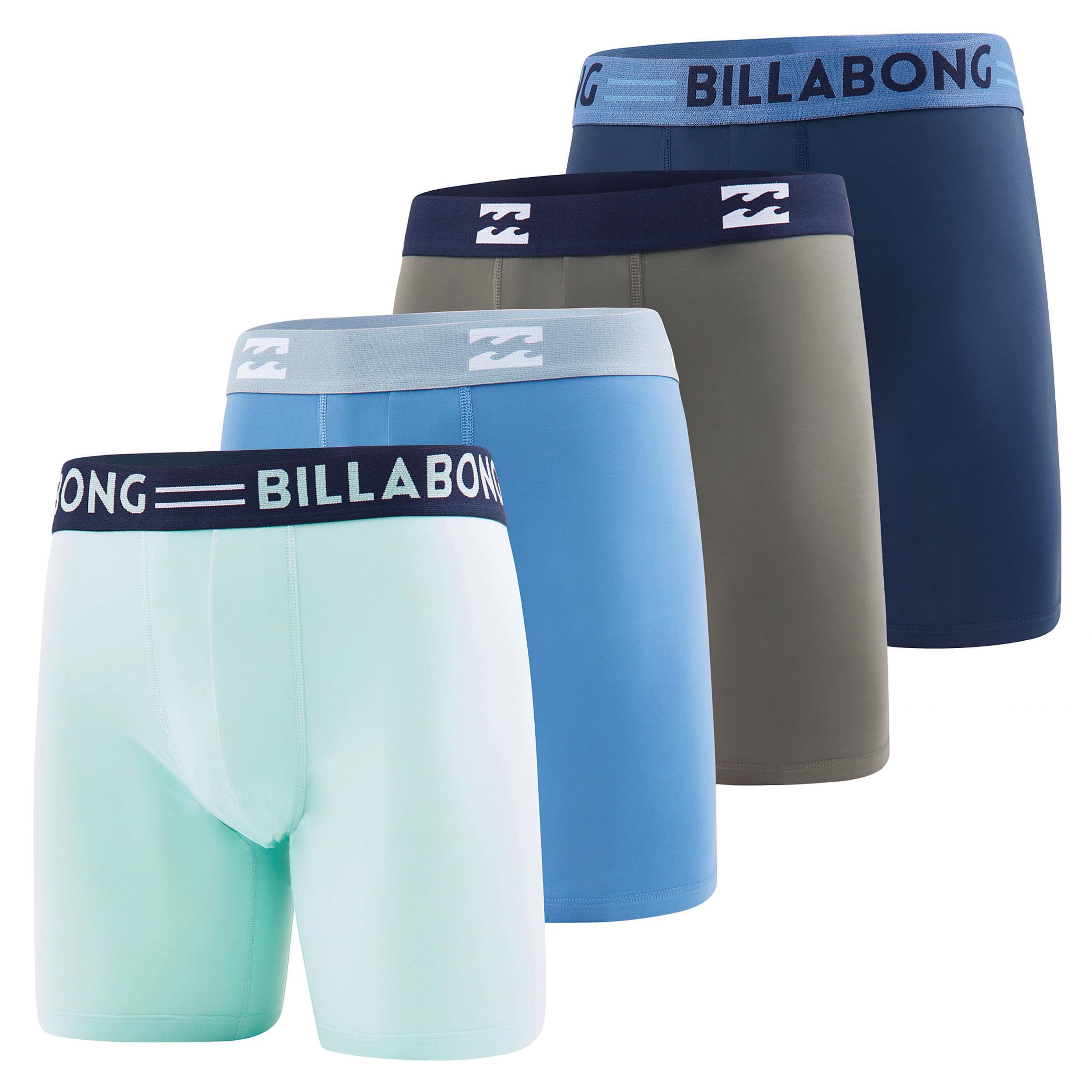 Billabong Mens Boxer Briefs 4 Pack Long Leg Performance Compression Shorts Mens Underwear 7.5” Inseam