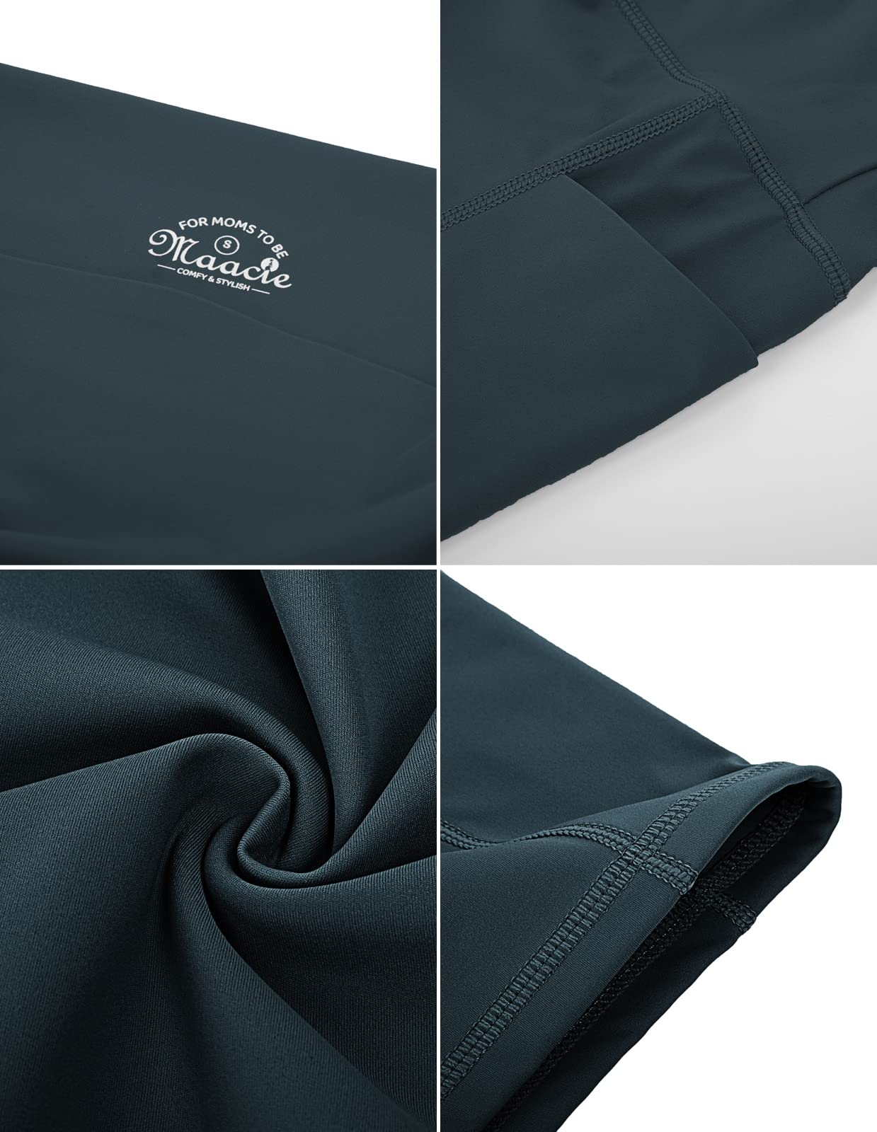 Maacie Pantalones cortos de entrenamiento de maternidad por encima del abdomen, pantalones cortos deportivos elásticos, con botones y 4 bolsillos reales