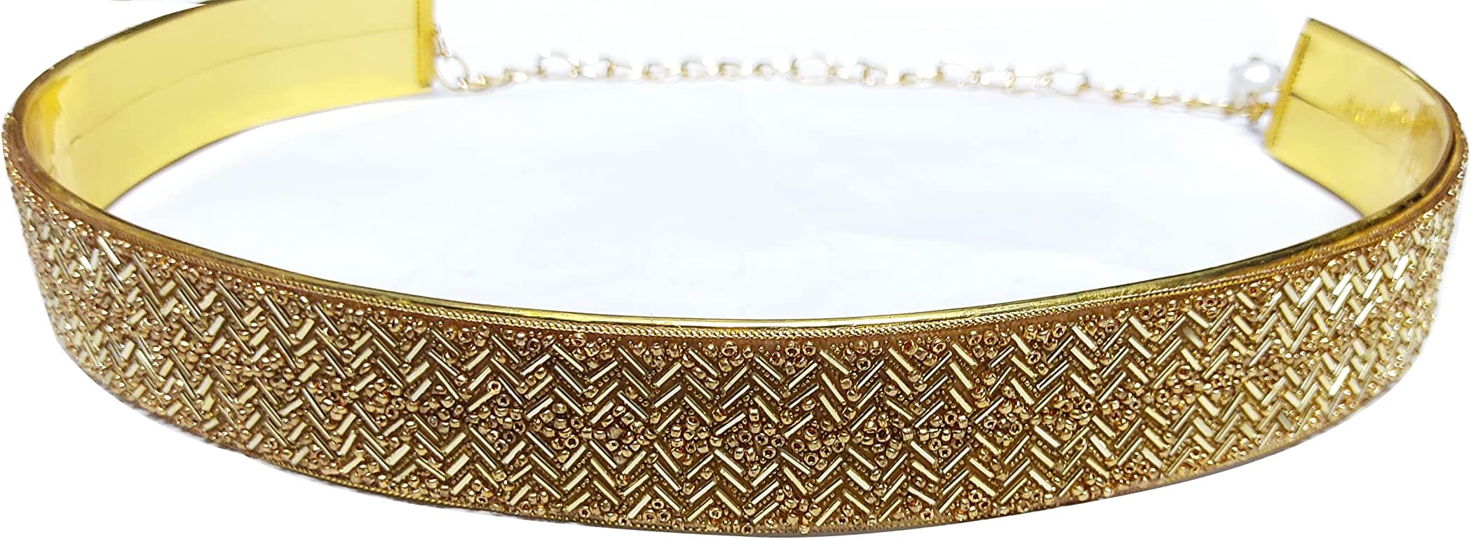 Heeva CreationEmbroidery Saree Belt Waist Belt For Ladies Stylish kanduro For Girls, Women Saree, Western & Traditional Dress, Party Designer.Color- Golden .1 Piece.