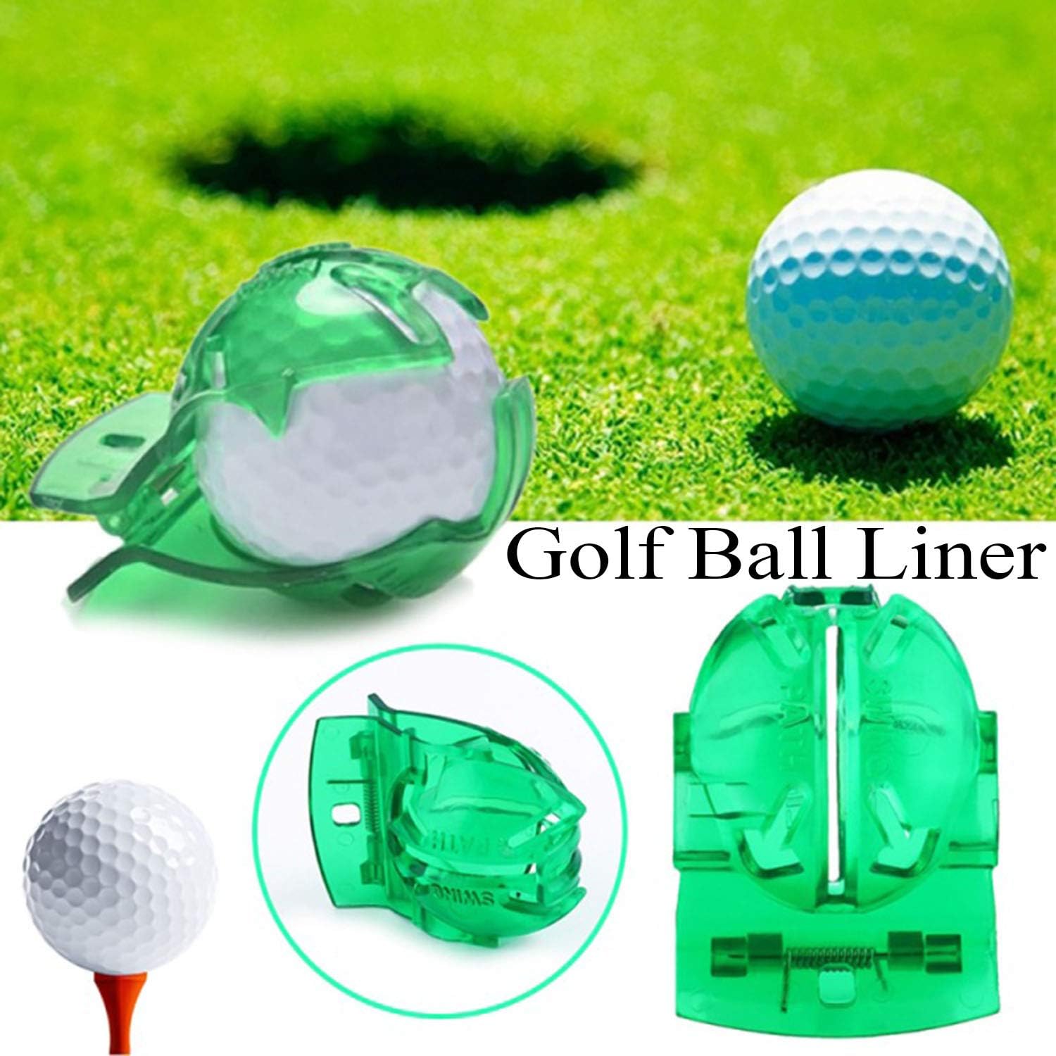 review Pro Bamboo Kitchen 2pcs Translucent Black & Green Golf Ball Line Drawing Marking Alignment Putting Tool with Black Golf Ball Marker Pen