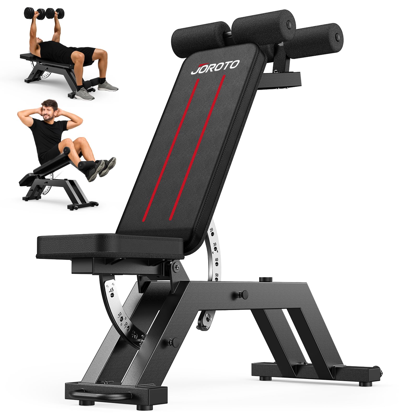 JOROTO MD70 Banc de Musculation Réglable, Banc Musculation Multifonction avec Charge Max 400KG/880LBS, Dossier 8 Positions et Siège 5 Positions Réglable, Banc Abdominaux pour Entraînement Complet