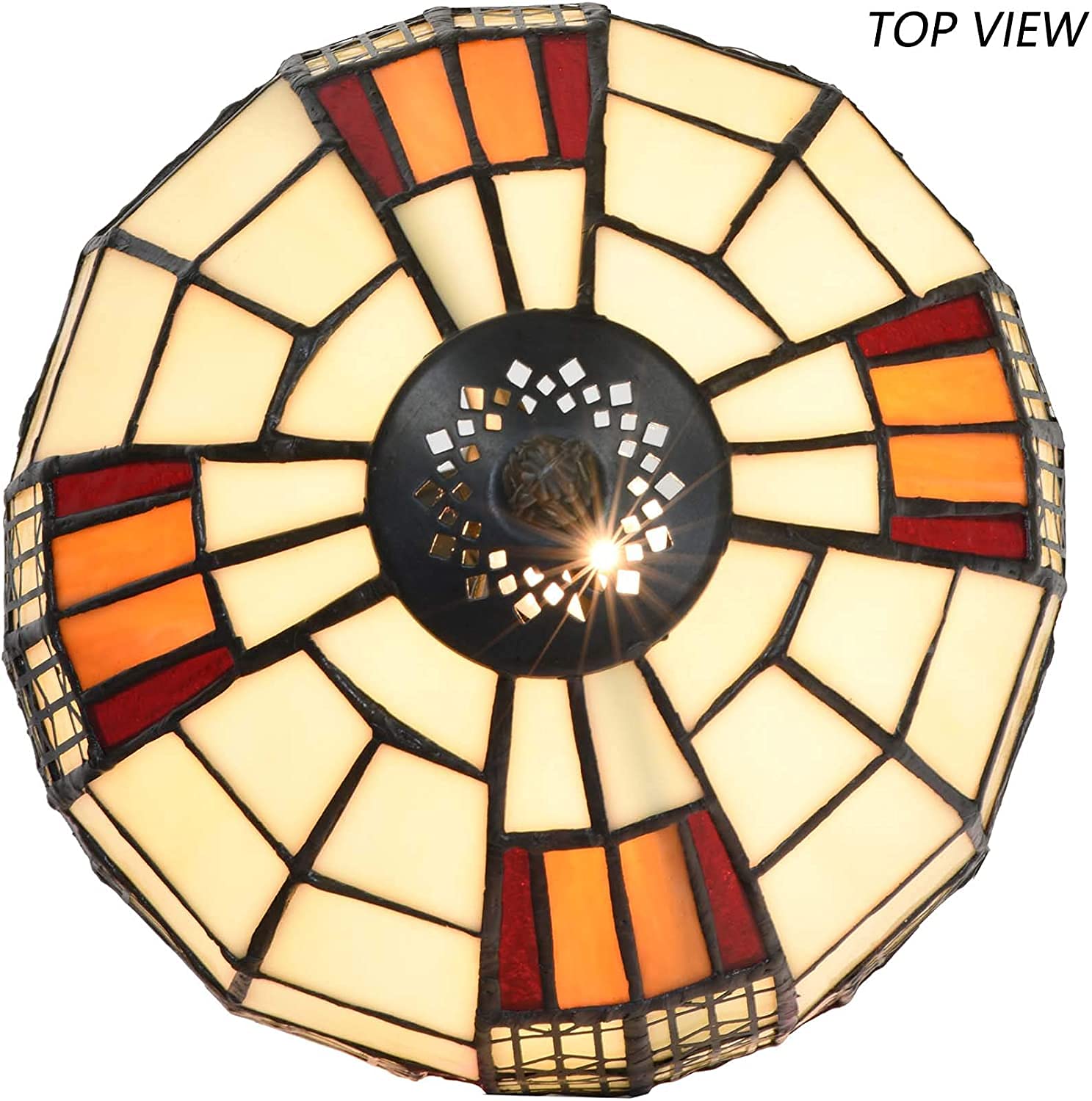 Bieye L30728 Kolorowa lampa stołowa w stylu Tiffany, witrażowa lampka nocna z kloszem o szerokości 8 cali, do sypialni i salonu, wysokość 33 cm (13")