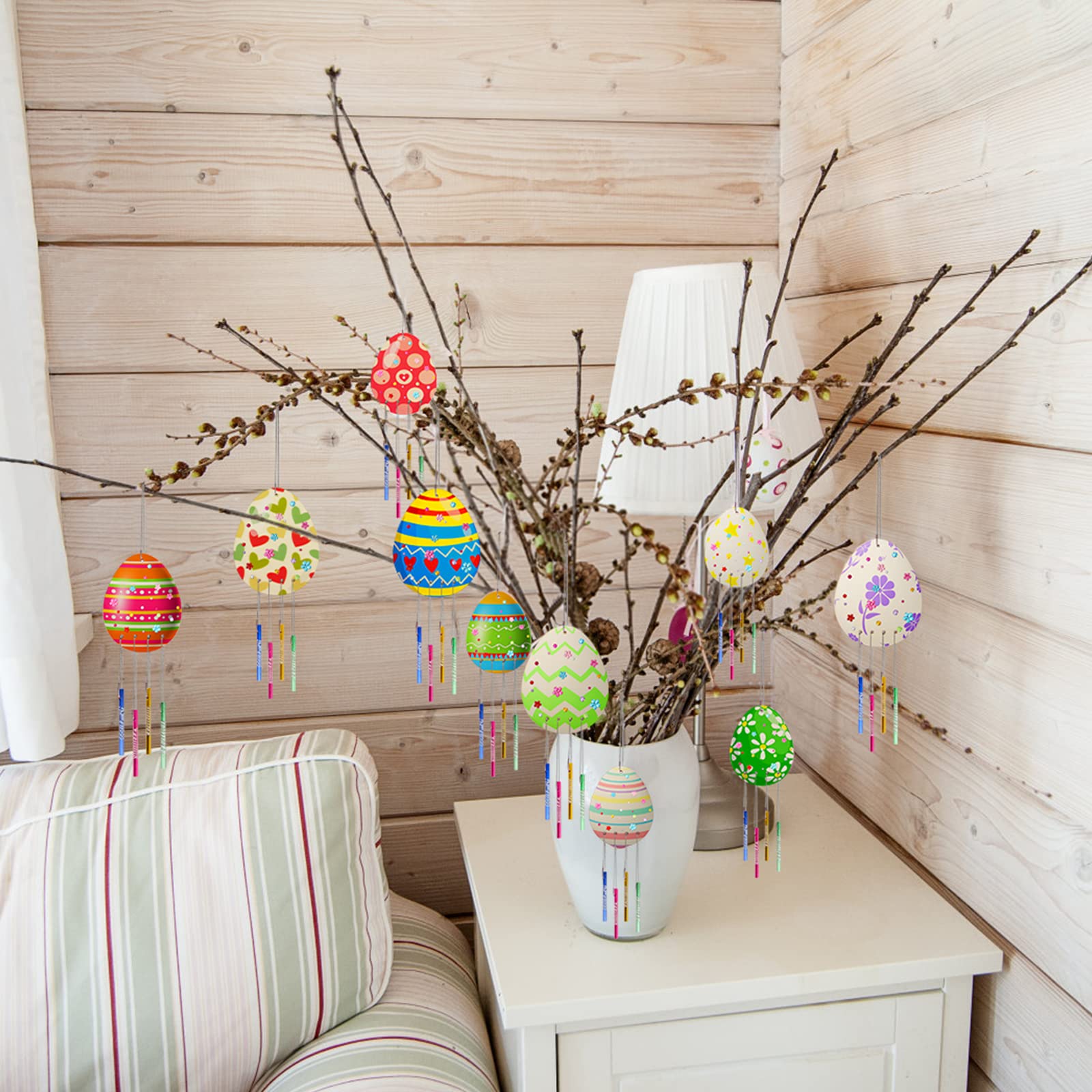 Yi'antai Set Creativo 65 Uova Di Legno Di Pasqua Fai Da Te Con Pennelli, Colori E Adesivi Per Bambini - 4