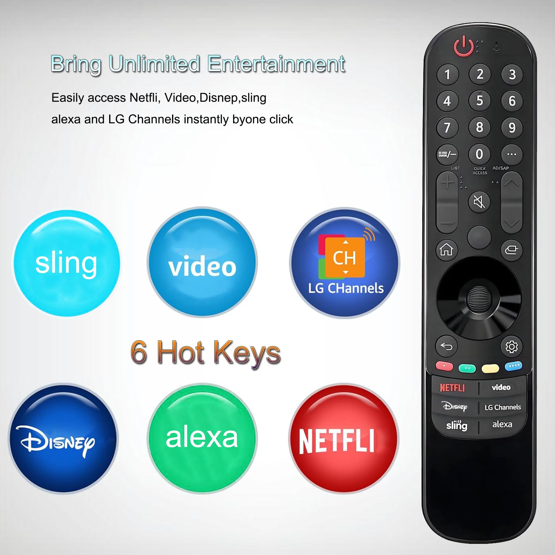 Sostituzione per LG TV Remote, per tutti 2019-2024 LG Telecomando per Smart TV, Compatibile con MR20/21/22/23/24GA Magic Remote (NO Voce NO Funzione puntatore)