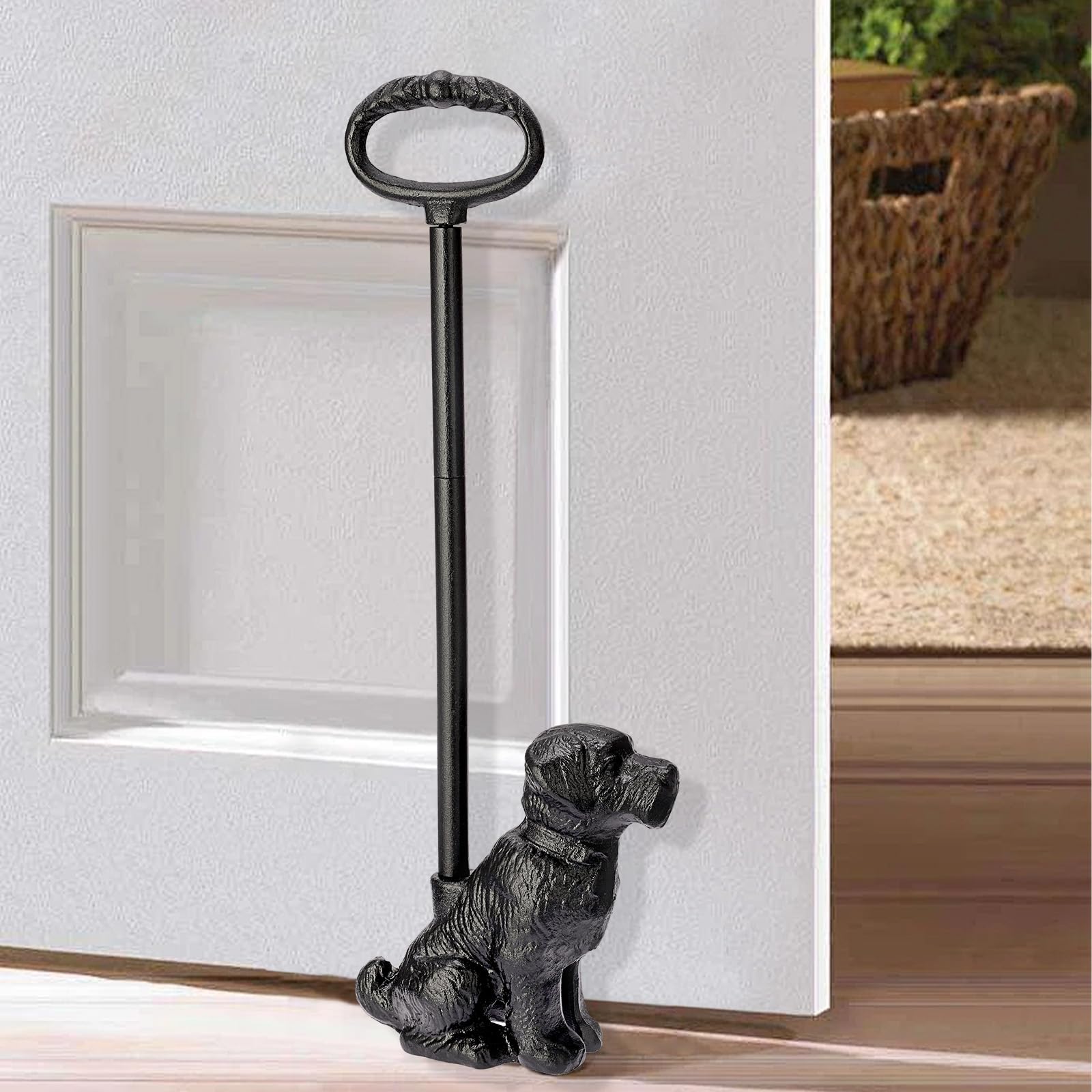 Topes de puerta resistentes con asa de transporte, tope de puerta de piso con peso para perros