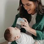 Nanobebe Flexy Silicone Baby Bottle, Anti-Colic, Natural Feel, Non-Collapsing Nipple, Non-Tip Stable Base, Easy to Clean 2-Pack, 9oz in Grey