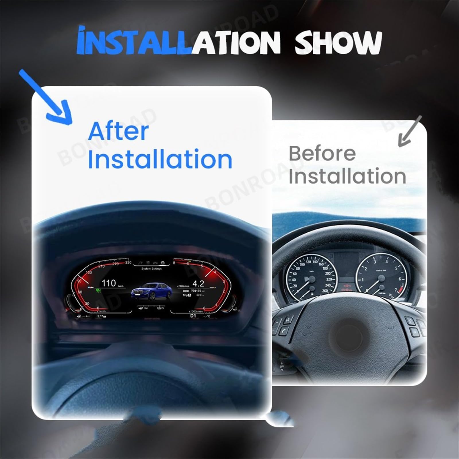 Ladedruckmessgerät, 31,2 cm (12,3 Zoll), digitales Armaturenbrett, passend für BMW 1er-Serie E81 E82 E87 E88 LCD-Instrumentententafel-Display, Cluster Multimedia