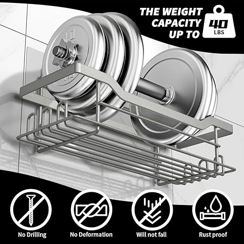 Miniatura 5 de Estante organizador de estantes de ducha, paquete de 3 estantes de ducha con soporte para jabón, estantes de ducha para ducha interior, estantes de