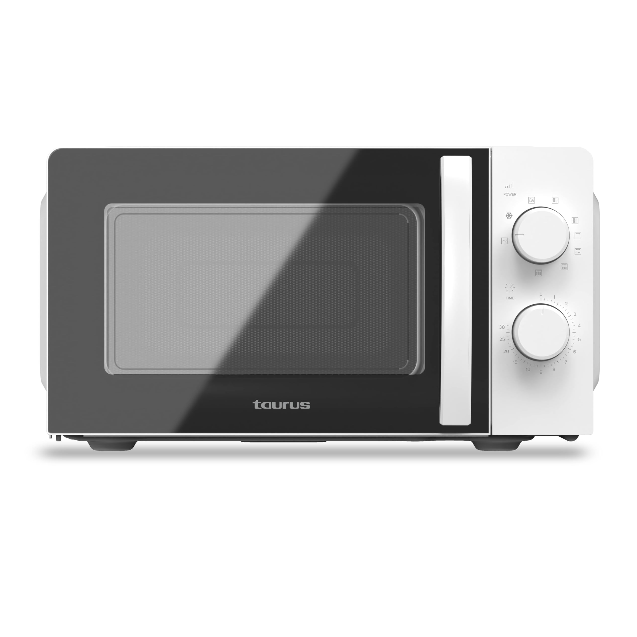 Taurus Instant Grill Microondas con Grill 700W + 900W 20L, Función Descongelar, 6 Potencias, 3 Modos Combinados y Puerta Full Glass