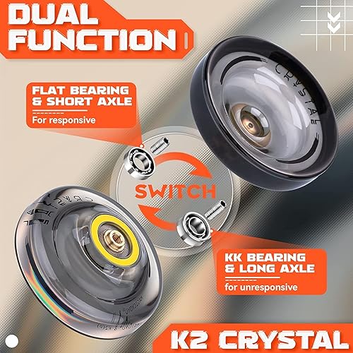 Miniatura 3 de Paquete de 3 Yoyo K2 Crystal, Yoyos receptivos para niños principiantes, Yoyos de doble función con rodamientos Yoyo de repuesto que no responden