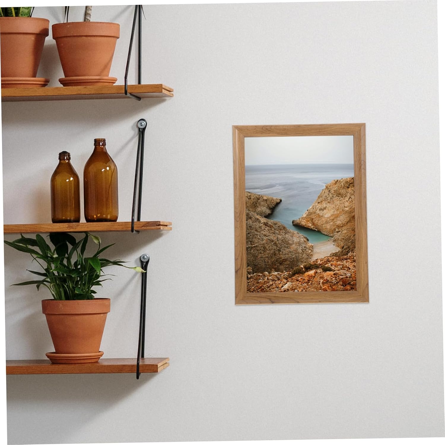 ORFOFE Large Wooden Picture Frame Rustic Brown for Boy Girl's Sketches Puzzles and Posters Natural Wood Wall Mount Display for Home and School Decor