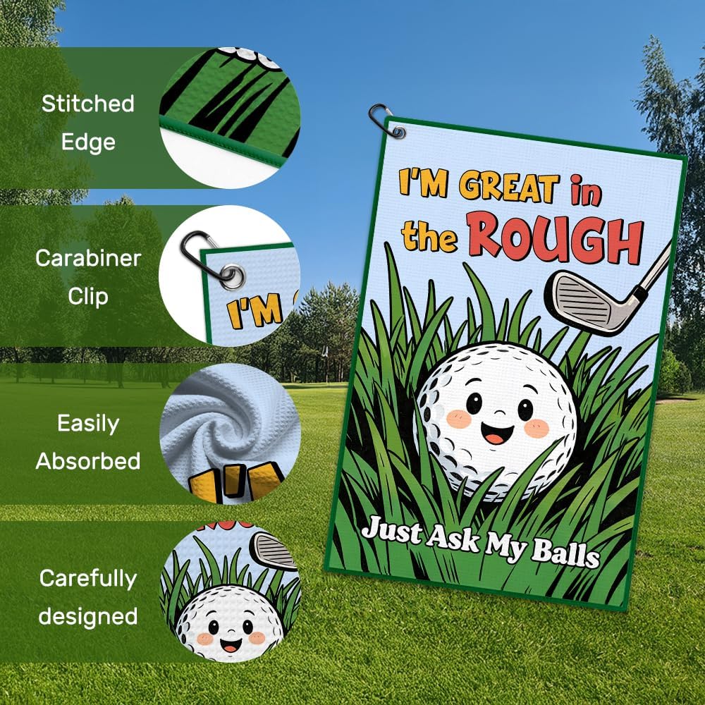 I'm Great in The Rough Golf Towel with Clip, Funny Golf Bag Accessories for Women, Golfing Accessories for Lady, Birthday Retirement Gifts for Golfer, Golfing Gifts for Daughter Sister Friend image 3