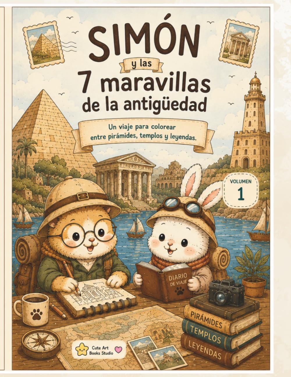 Simón y las 7 maravillas de la antigüedad. Volumen 1.: Un viaje para colorear entre pirámides, templos y leyendas. (Universos ilustrados)