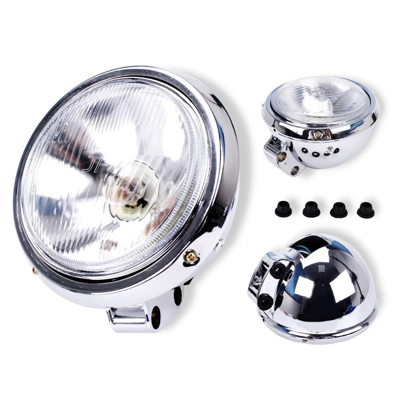 Faro Anteriore Cromato Per Moto 12V - Compatibile Con Steed, VLX 400, Shadow 600, Magna 250
