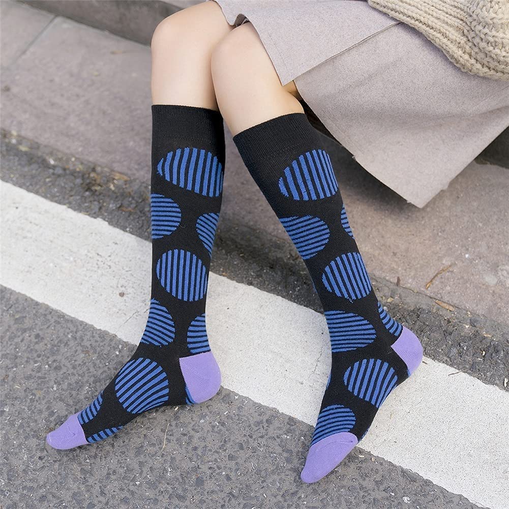 4 Pares de Calcetines hasta la Rodilla y Pantorrilla de Tubo Medio y Alto Calcetines a Rayas Street Fashion Calcetines de Moda (Color : As Shown(4 Pairs), Size : One Size)
