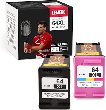 Amazon.com: LEMERO Cartucho de tinta remanufacturado de repuesto para impresora  HP 64 64XL 64 XL para usar con Envy Photo 7858 7855 7155 7120 6255 6220  6222 6230 7164 7864 7820 (negro tricolor, 2 unidades) : Productos de Oficina