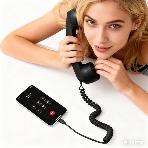 Miniatura 3 de Teléfono retro con cable tipo C para iPhone, 2026 nuevo receptor de mango fijo con control de volumen, teléfono retro de diseño exclusivo para