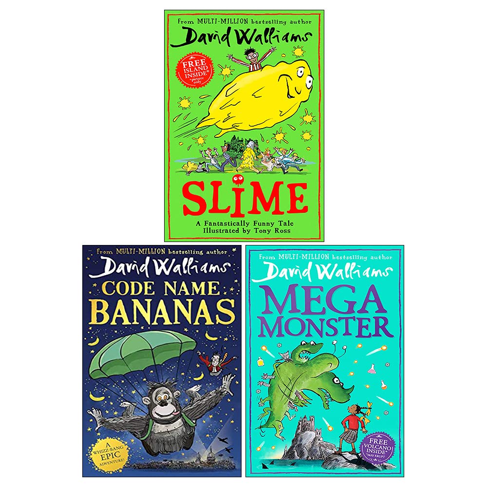 David Walliams Collection 3 Books Set (Megamonster [Hardcover], Code Name Bananas, Slime)
