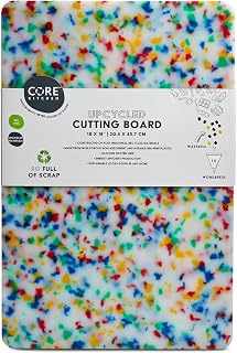 Core Home Upcycled BPA Free 12 x 18 Inch Made of Post Industrial Recycled Plastic Materials Charcuterie Platter Non-Slip Chopping Cutting Board, Colorful Confetti