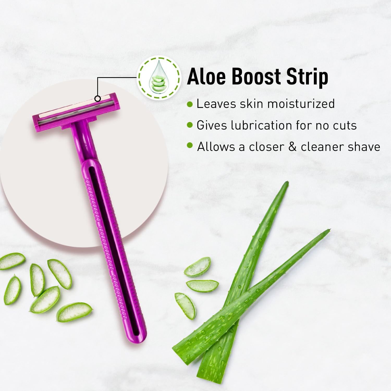 Sirona Disposable Hair Removal Razor For Women, With Aloe Boost For Arms, Legs And Bikini Line, 2 Blade Shaving Razor - Pack Of 3 - Image 4 thumbnail