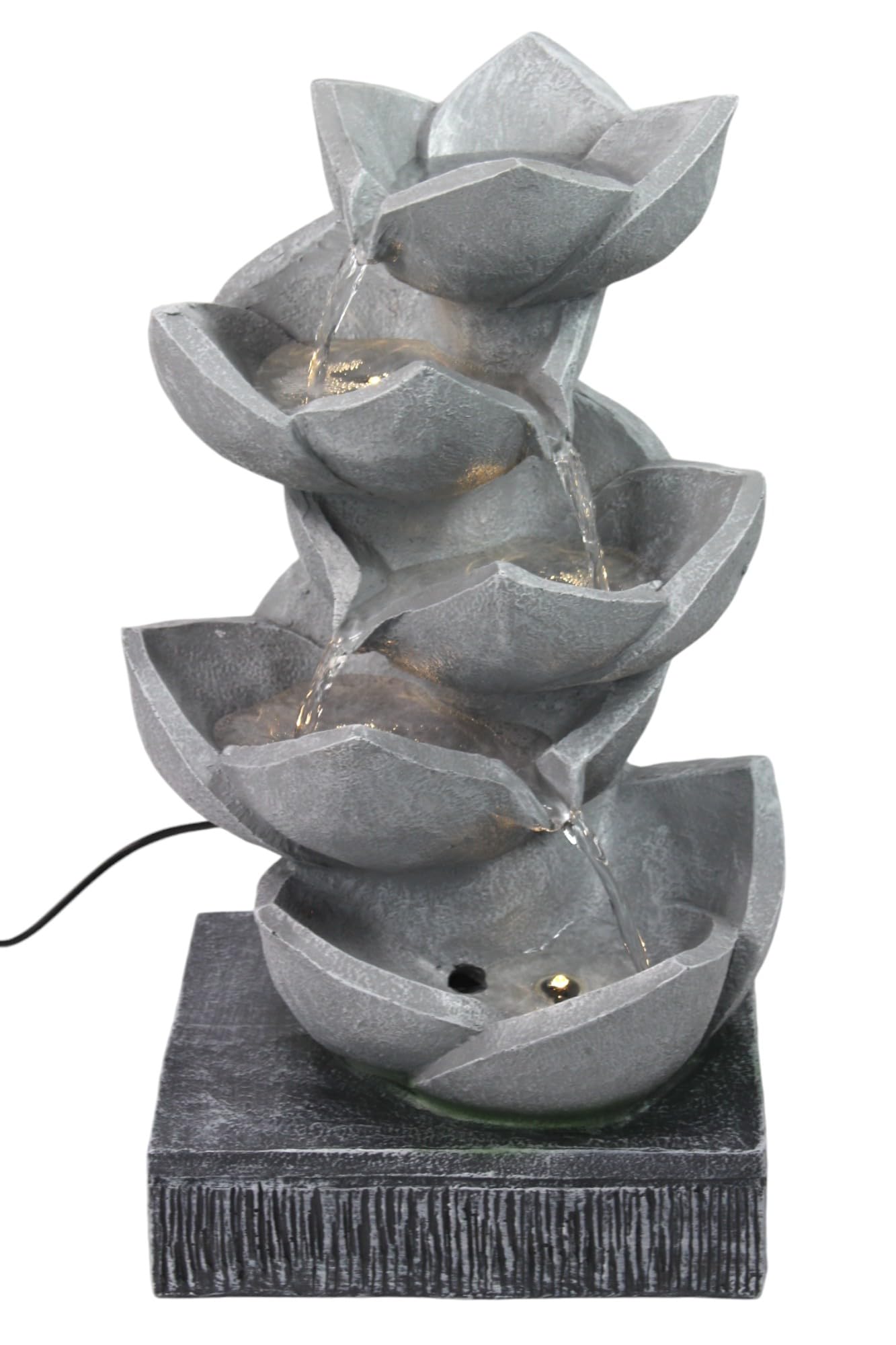 Springbrunnen BK901 mit LED Beleuchtung Gartenbrunnen Skulptur Gartenfigur Wasserspiel 47cm Kaskade Zimmerbrunnen Gartendekoration