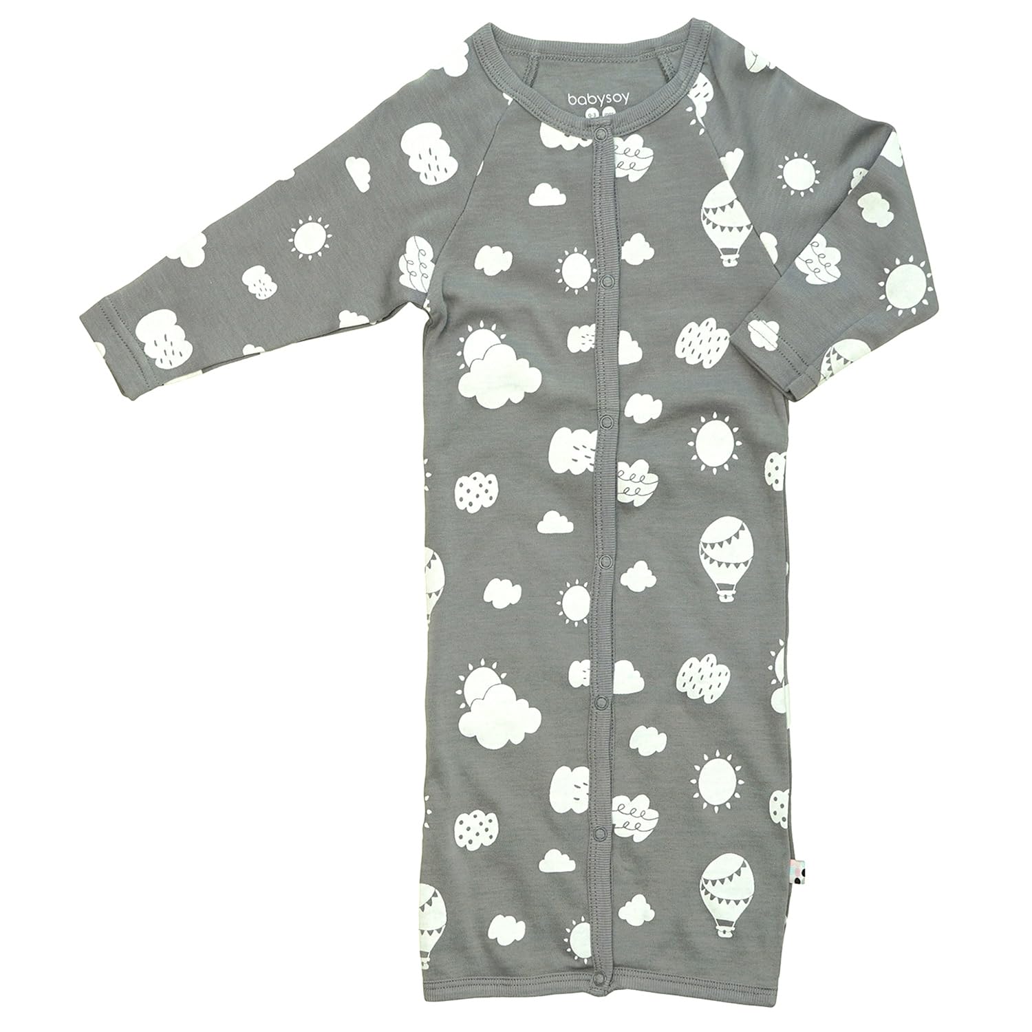 Babysoy Unisex Baby Long Sleeve Gown Sleep Sack, Ultra Soft Nightgown, Newborn Reversible Mittens