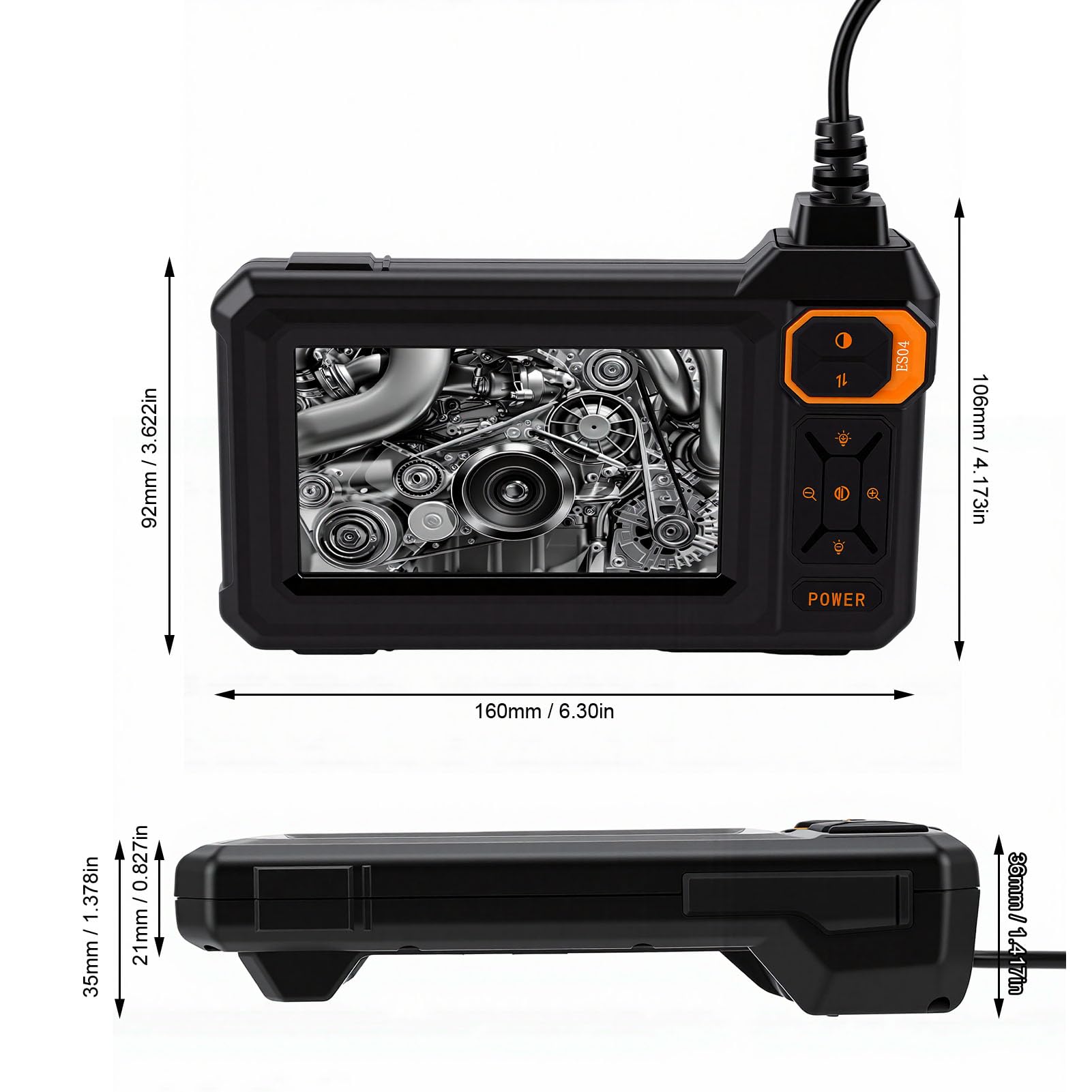 Annadue 4,3-Zoll-Doppelobjektiv-Endoskop-1080P-Inspektionskamera mit 8 LED-Leuchten, 16,4-Fuß-Halbkabel, IP67 Wasserdicht, für die Automatische Wartung, Hausinspektion, HVAC-Reparatur