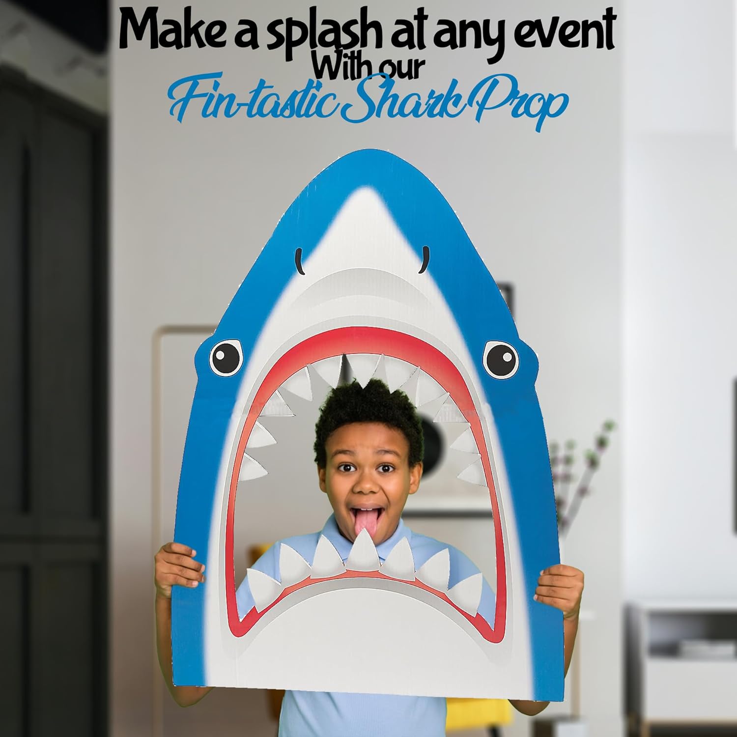 Fun Express Shark Cardboard Cutout Life Size 3 Feet Tall - Premium Photo Booth Prop & Standee for Shark Party Decorations | Perfect for Birthday Parties, Beach Theme Events & Kids Room Decor