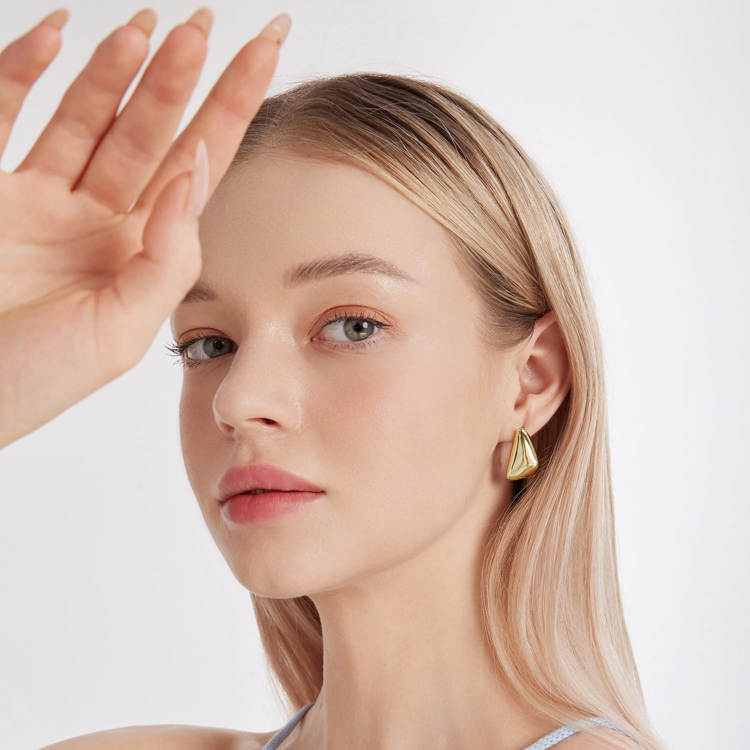 Chunky Hoop Earrings for Women Unique Geometry Hypoallergenic Earrings for Women Lightweight Statement Earring - Image 3