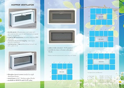 Miniatura 8 de Ventana de tolva de 22 x 8 para bloques de vidrio, cobertizos, cabañas, casas pequeñas, garajes