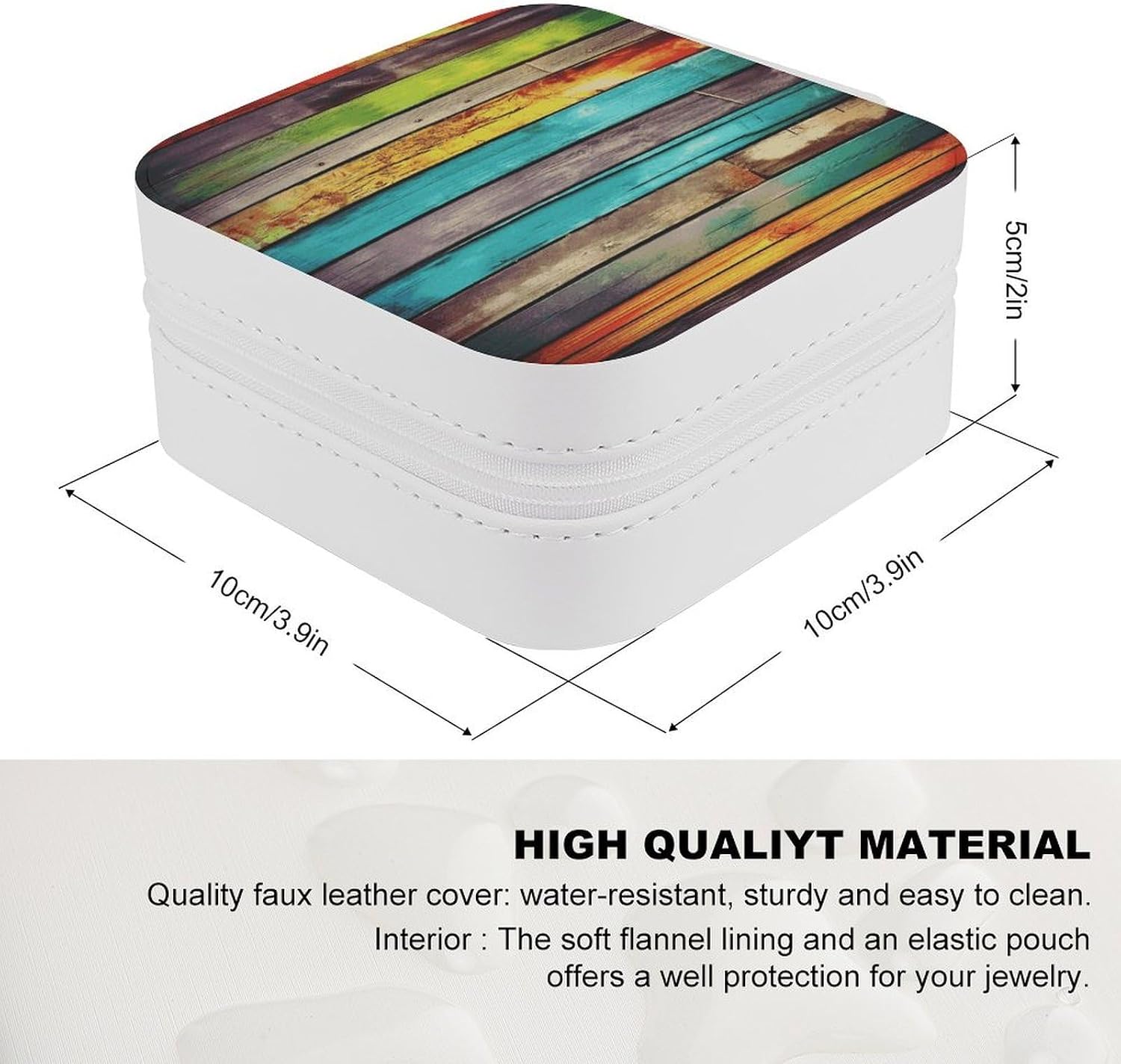 Colorful Wooden Boards Jewelry Box Portable Mini Travel Case Display Storage Holder Boxes PU Leather Small Jewelry Organizer for Women for Stud Earrings Rings Necklaces Bracelets image 2