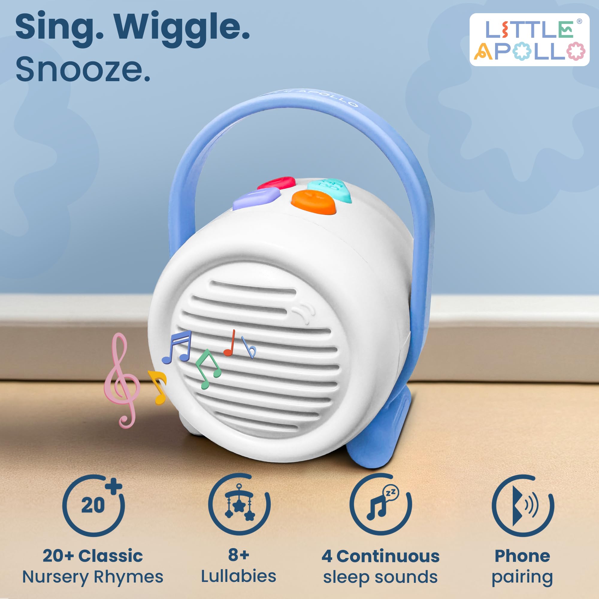 LITTLE APOLLO® Nursery Rhymes, Portable White Noise Machine, Baby Sleep Aid, Musical Toys - Image 2