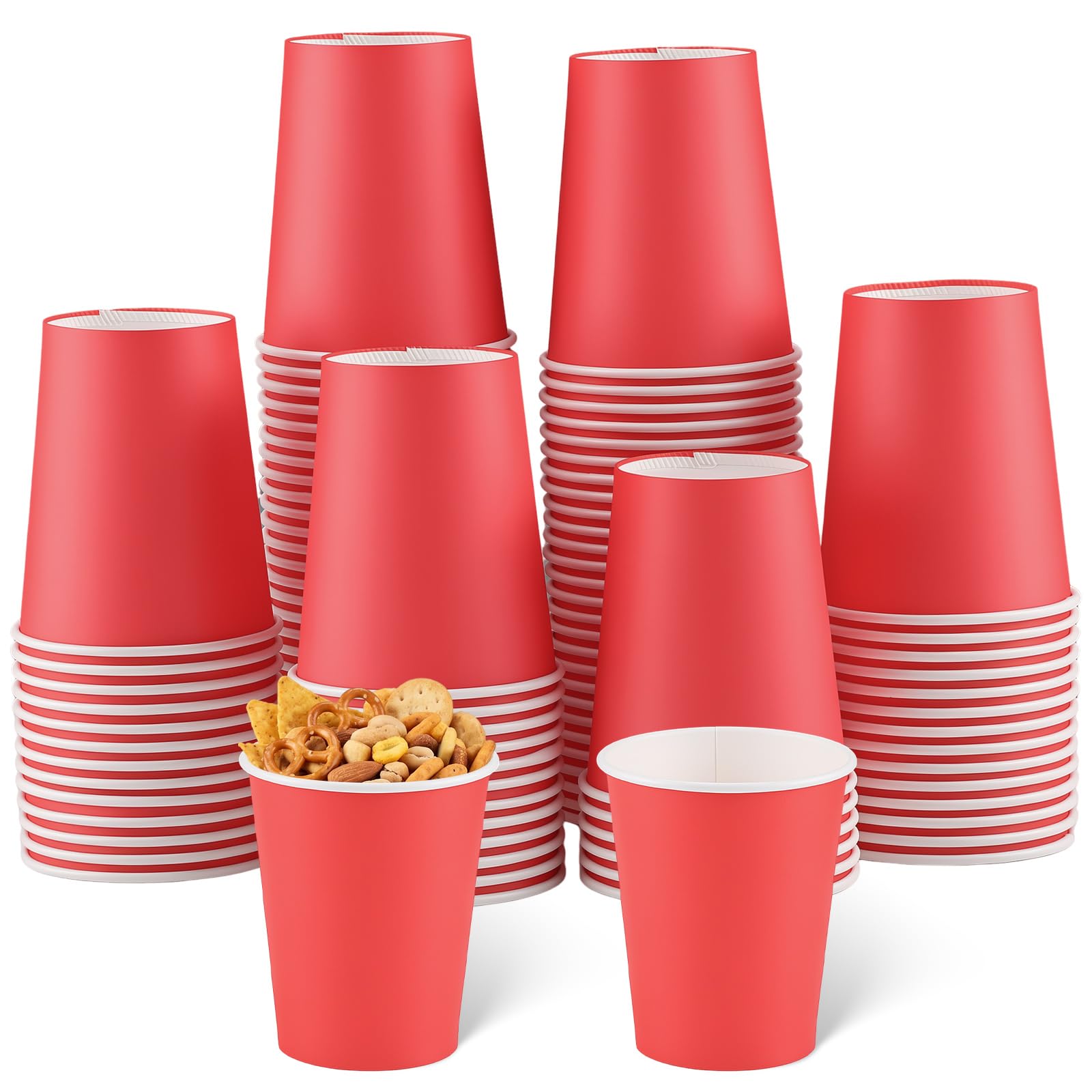 NatNarr 100 Pack Red Paper Cups, 9oz Disposable Party Drinking Cups