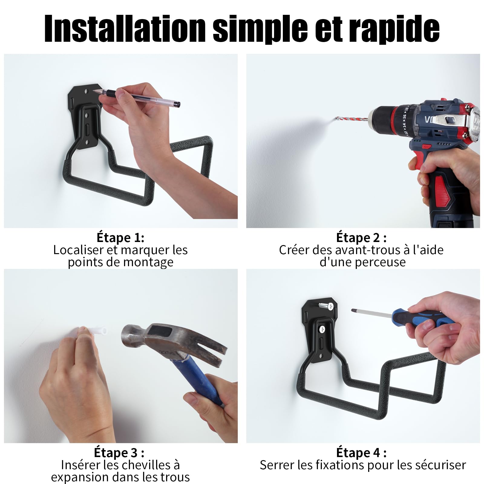 Support de tuyau d'arrosage, support de tuyau d'eau robuste avec panier de rangement pour outils, organisateur de tuyau mural pouvant contenir jusqu'à 150 pieds, support de tuyau décoratif pour jardin