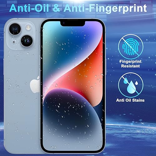 Miniatura 4 de [Paquete de 3+3] Protector de pantalla de vidrio templado para iPhone 14, protector de pantalla de lente de cámara con marco de alineación, sensible