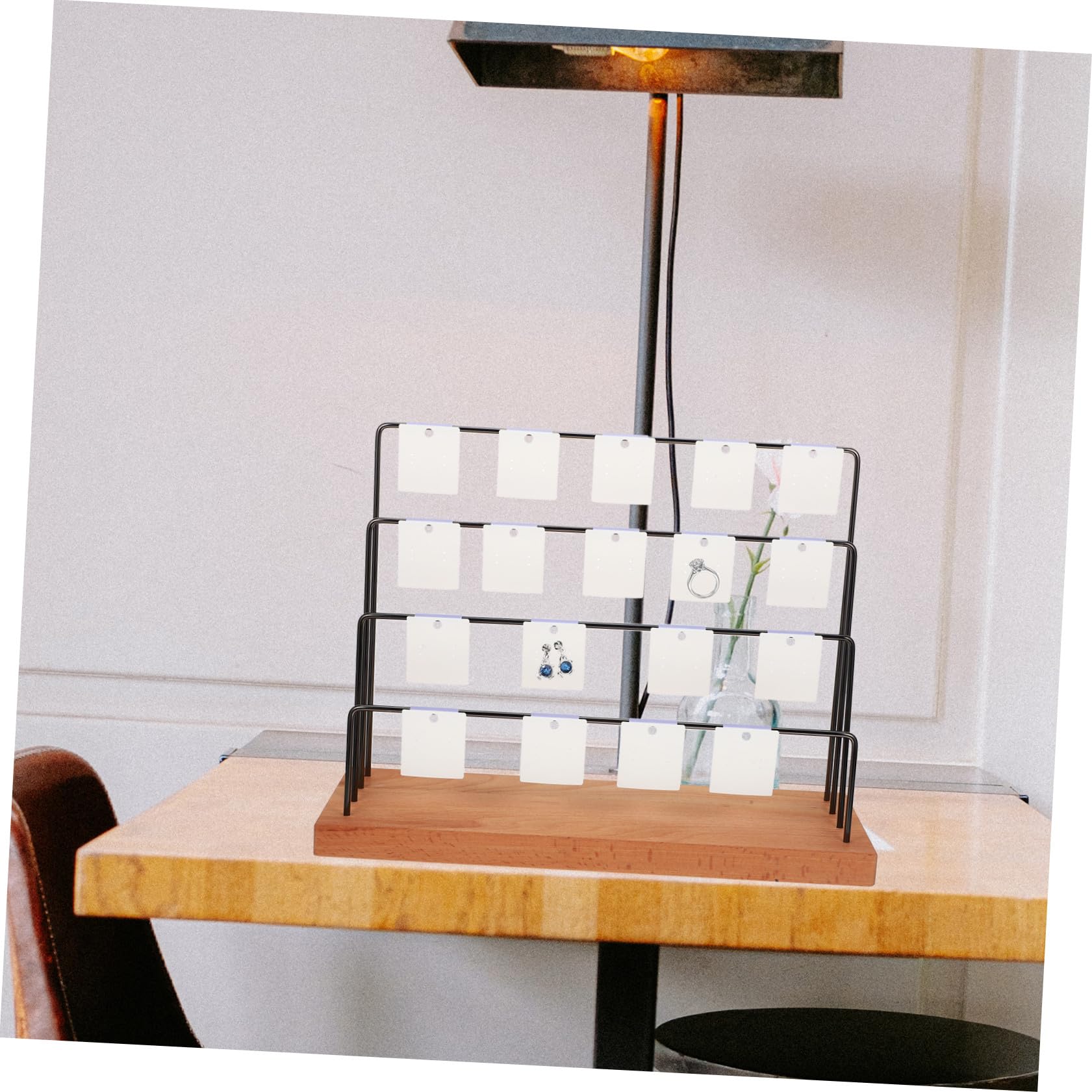 YARNOW Présentoir à Bijoux Organisateur de Bureau Multifonctionnel en Bois et Fer pour Boucles D'oreilles pour Maison et Diffusion en Direct