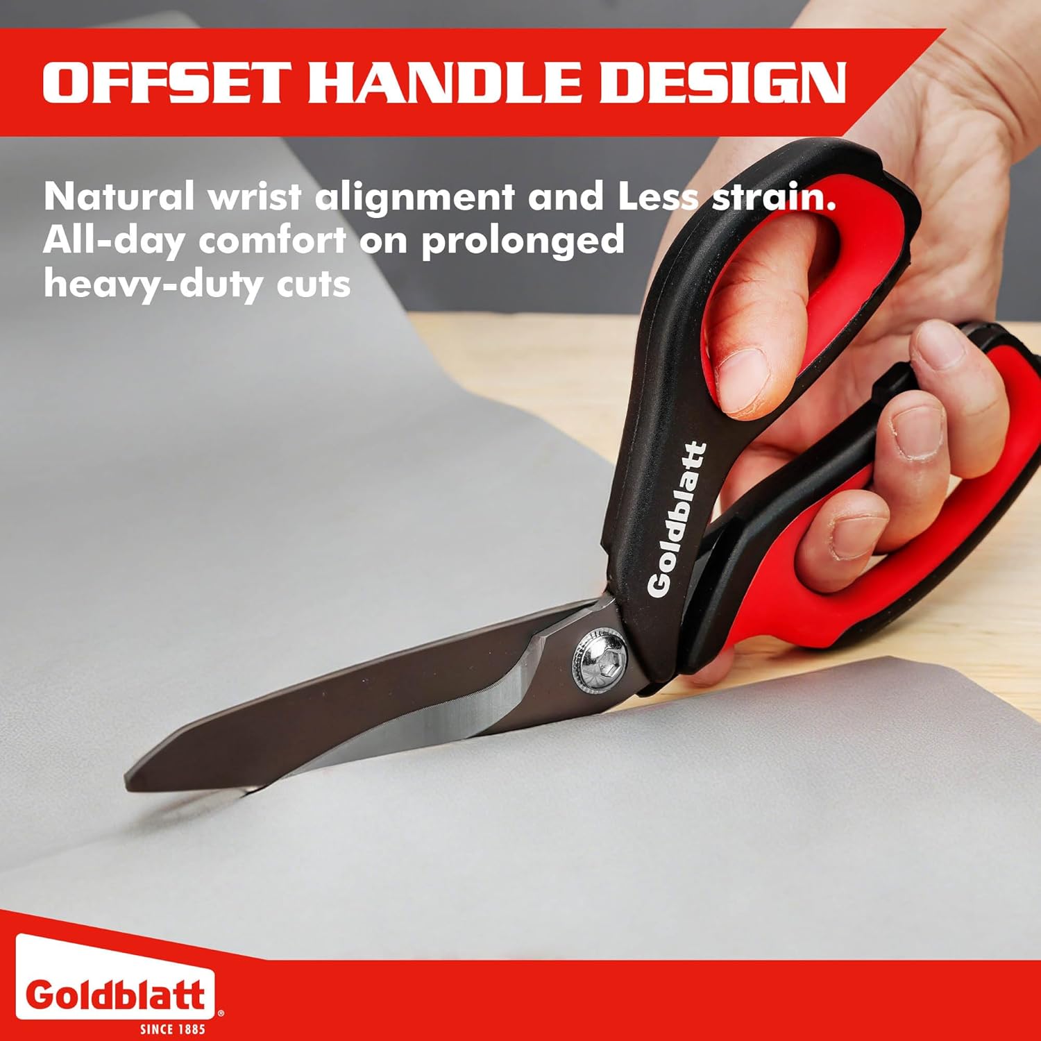 Goldblatt 10-Inch Heavy Duty Scissors, Multipurpose Shop Scissors, Curved Titanium Blades and Serrated Edge for Easy Cutting of Aluminum Sheets, Pruning, Rope and Leather