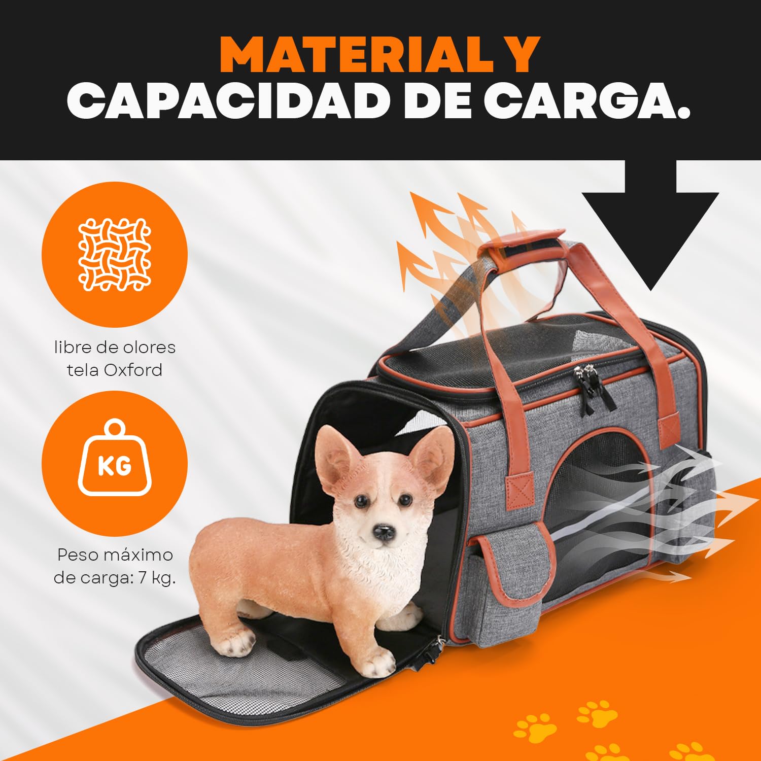 Transportin Gato, Bolsa Transporte Portátil y Transpirable para Mascotas con Colchón, Tira Reflectante, Bolsa de Transporte para Gatos con Correa de Hombro Ajustable, Aerolínea Aprobado