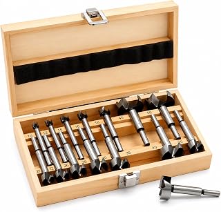 Forstnerbohrer Set 15-tlg. Ø10–50 mm im Holzkoffer – Holzbohrer aus hochwertigem C45 Stahl – Ø10 mm Zylinderschaft – für Hartholz, Weicholz, MDF und Spanplatten - von CF Technik